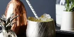 Ananas beker zilver gelijnd 400ml Cosy & Trendy