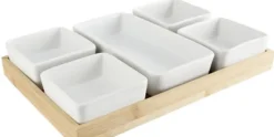 Aperoplank met 5 cups keramiek