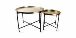 Bijzettafel 2-delig Geborsteld Goud Patio