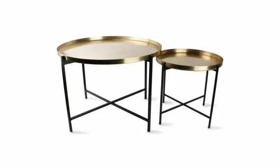 Bijzettafel 2-delig Geborsteld Goud Patio