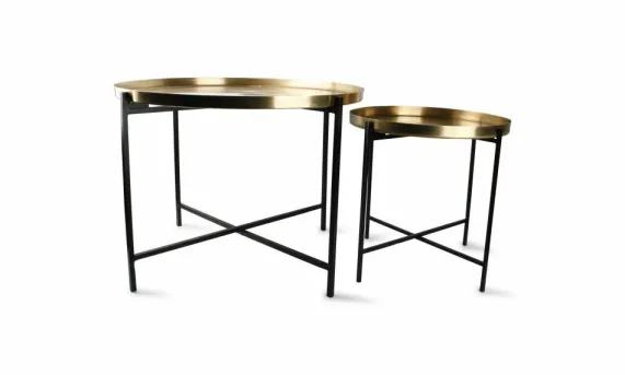 Bijzettafel 2-delig Geborsteld Goud Patio