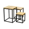 Bijzettafel Set van 3 Wood Nature Zwart Cosy & Home