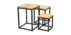 Bijzettafel Set van 3 Wood Nature Zwart Cosy & Home