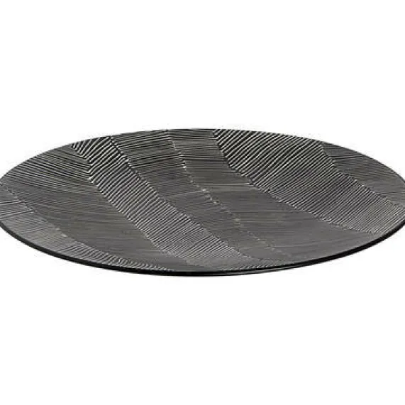 Bord zwart-wit 27 cm Leaf