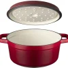 Braadpan 28 cm gietijzer rood Sola