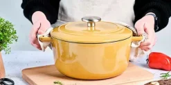 Braadpan gietijzer 24 cm geel Fontestic