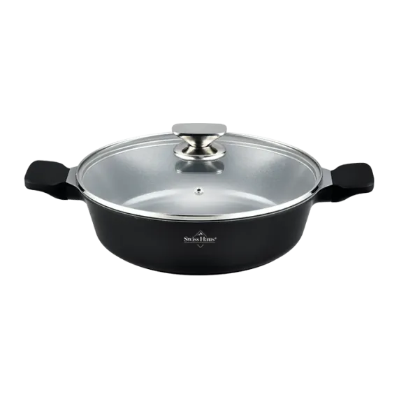 Braadpan laag 34 cm marmeren coating