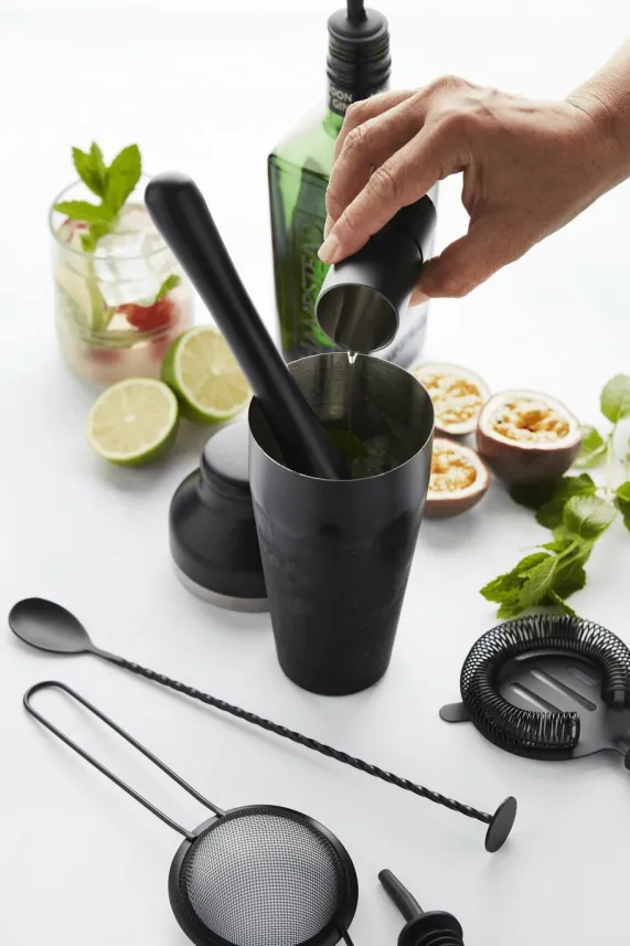 Cocktailset 8-delig RVS Mat Zwart