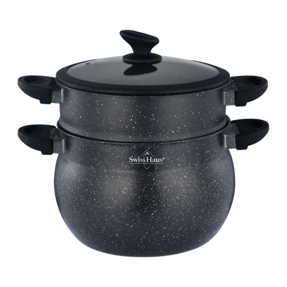 Couscous pan RVS 5,5 liter marmeren coating