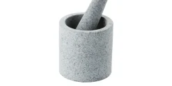 Dubbelzijdige vijzel en stamper half-gepolijst graniet 11x h11cm