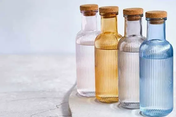 Fles 1 liter met kurk Raya Grijs