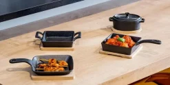 Gietijzer grillpan 15 cm op plankje