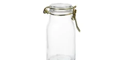 Glazen potje mini 6x11 cm met deksel rond goud