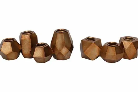 Kandelaar 2-delig Geometrical Blocks Antique Gold Brass