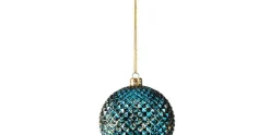 Kerstbal diamond blauw 8cm