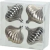 Kerstballen tol 4 stuks zilver 10 cm kunststof