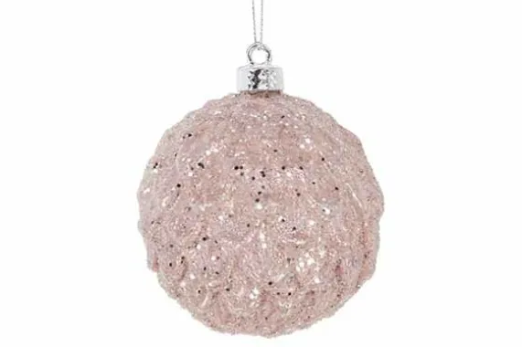 Kerstbal Pine Cone roze 8 cm kunststof