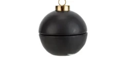 Kerstbal / theelichthouder zwart 7 cm