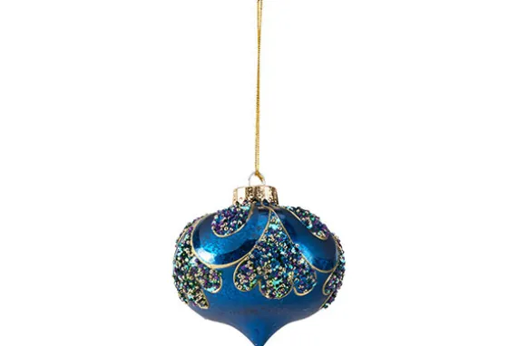 Kerstbal tol pauw 10cm kunststof
