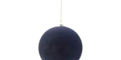 Kerstbal velvet blauw 12cm kunststof