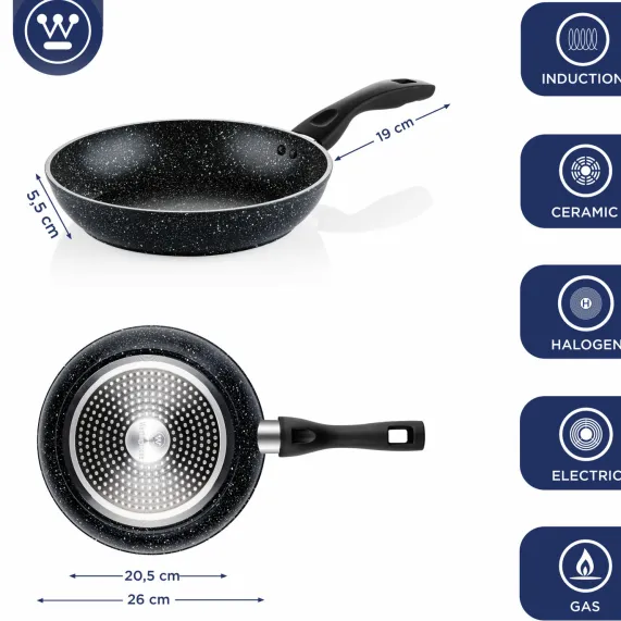 Koekenpan 26 cm Black Marble Westinghouse