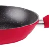 Koekenpan 24 cm marmeren coating rood