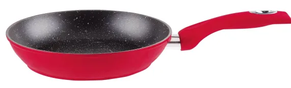 Koekenpan 24 cm marmeren coating rood