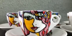 Koffiekopjes met schotels set 6 Josien Broeren
