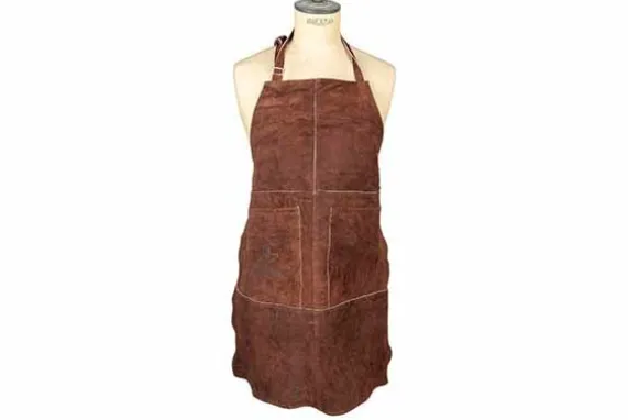 Leren schort met 2 zakken bruin Accessoires