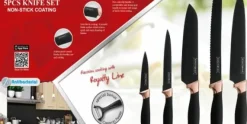 Messenset Non Stick 6 delig zwart rosé goud