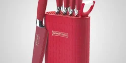 Messenset rood RVS op standaard