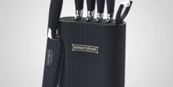 Messenset zwart RVS op standaard