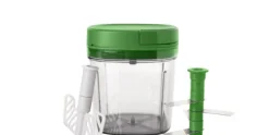 Multihakker groen 0,9 L met deksel en klopper