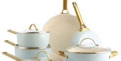 Pannenset 10 delig Greenpan Padova Blush Light Blue Gold