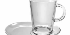 Pasabahce Theeglas 40 cl en schotel Tribeca