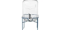 Sap dispenser op voet met kraantje 4,5 liter blauw