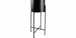 Sierpot 2-delig op Staander Cilinder Mat Zwart Patio