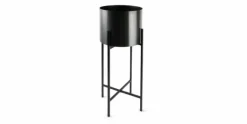 Sierpot 2-delig op Staander Cilinder Zwart Patio