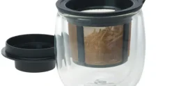 Theeglas met filter zwart 130 ml Finum