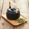 Theepot Bamboe/Porselein 1L Mat Zwart