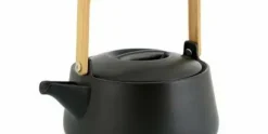 Theepot Bamboe/Porselein 1L Mat Zwart