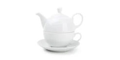 Theepot met kopje 45 cl wit porselein
