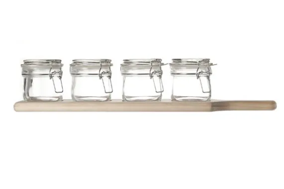Weckpotjes op presentatieplank 49 cm